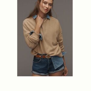 Anthropologie 100% Cashmere Collection Sand Dollar Crew Neck Sweater size Small